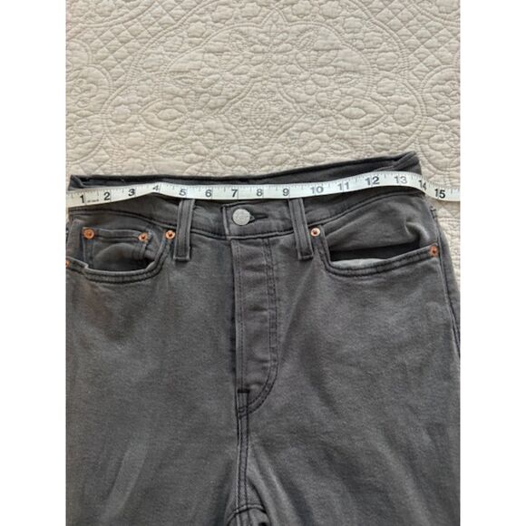 Levi's Wedge Straight button fly high rise black/grey jeans, sz 28 - Picture 6 of 7
